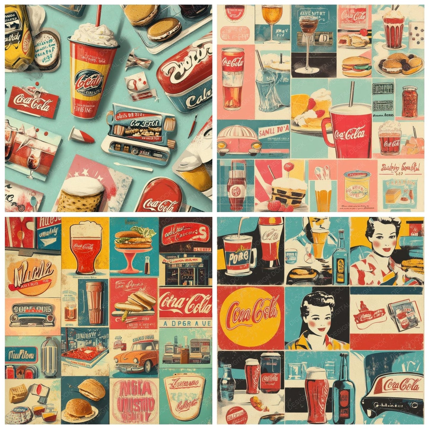 Retro Vintage Ads Background Digital Paper Pack (DDD000700)