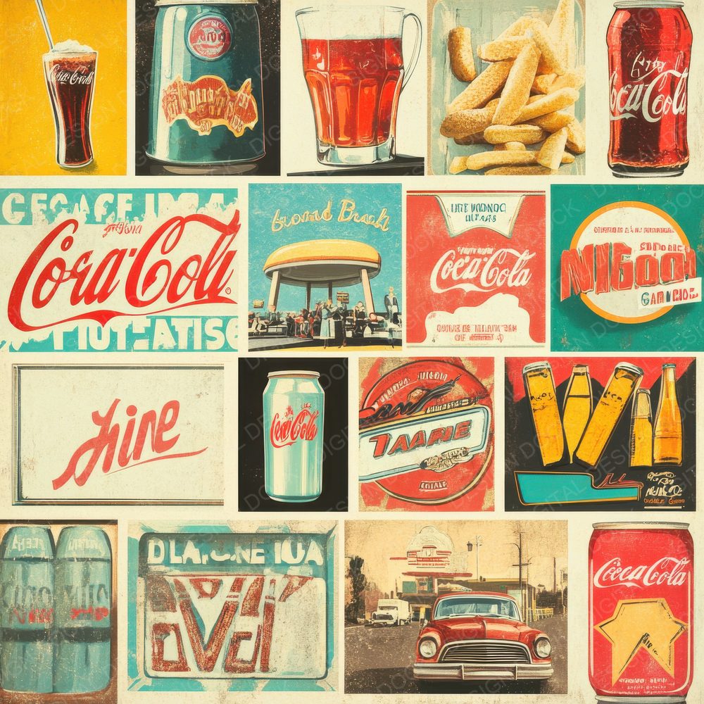 Retro Vintage Ads Background Digital Paper Pack (DDD000700)