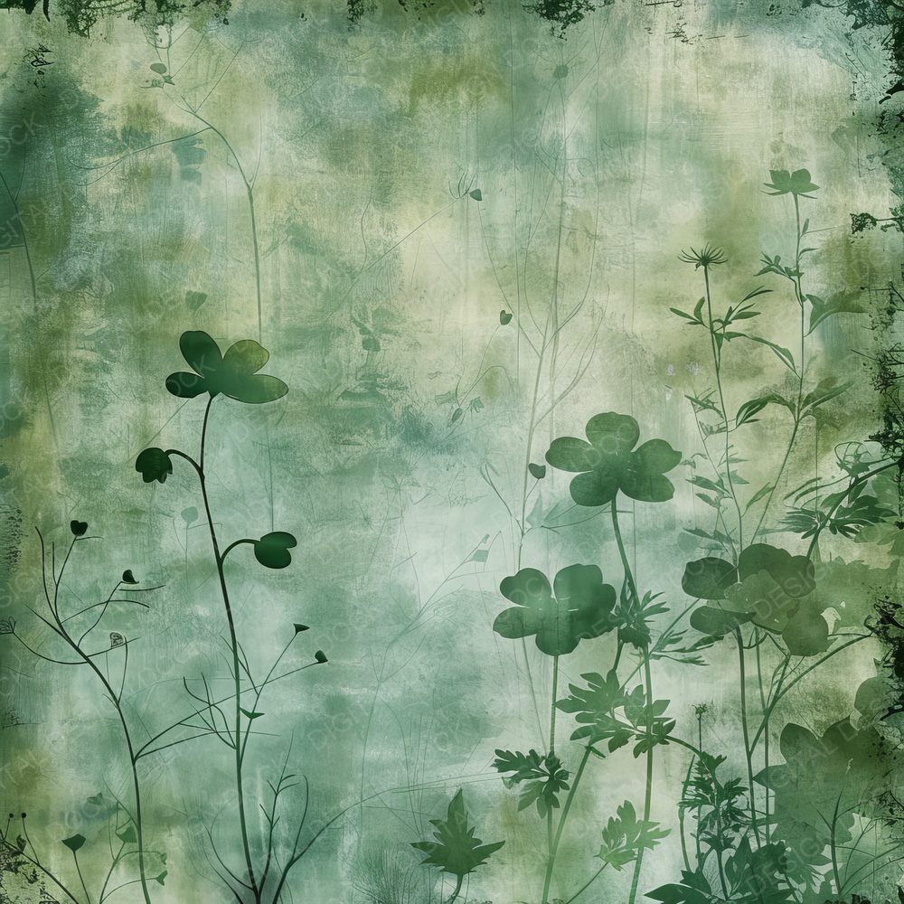 Rich Emerald Green Floral Background Digital Paper Pack (DDD000701)