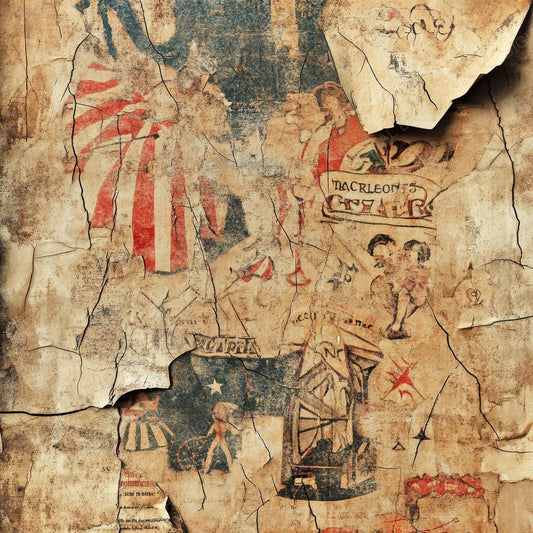 Ripped Circus Advertisements Background Digital Paper Pack (DDD000703)
