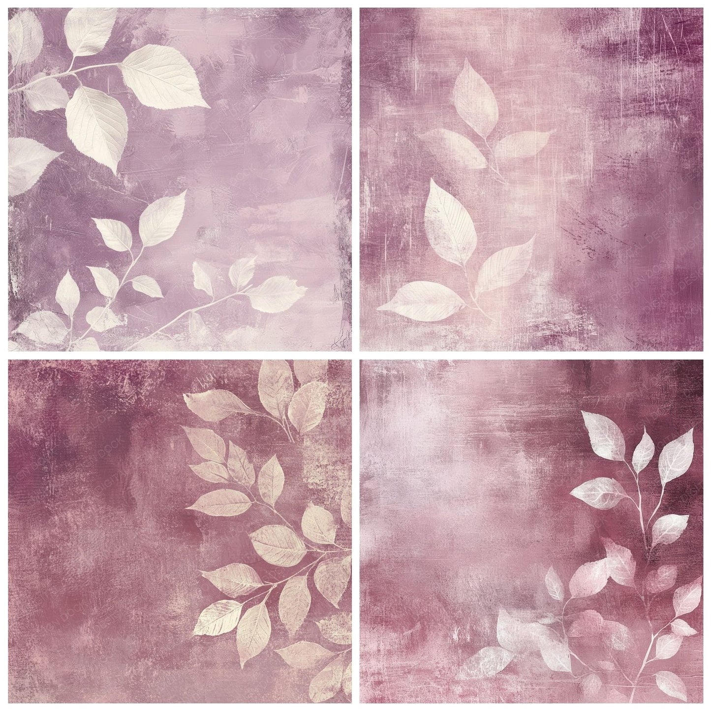 Rose Faint Leaf Prints Background Digital Paper Pack (DDD000704)