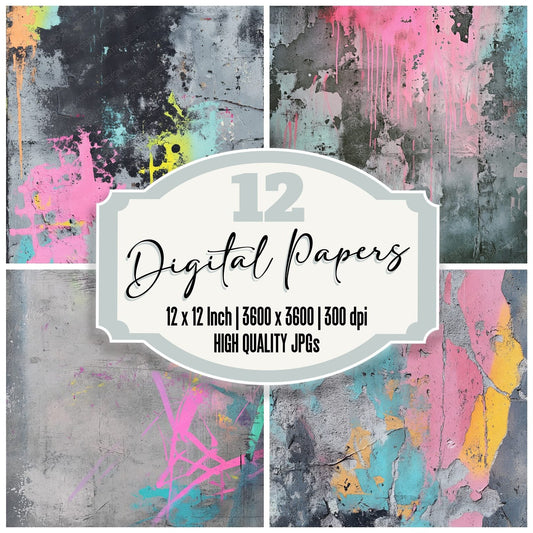 Rough Concrete Spray Paint Background Digital Paper Pack (DDD000709)