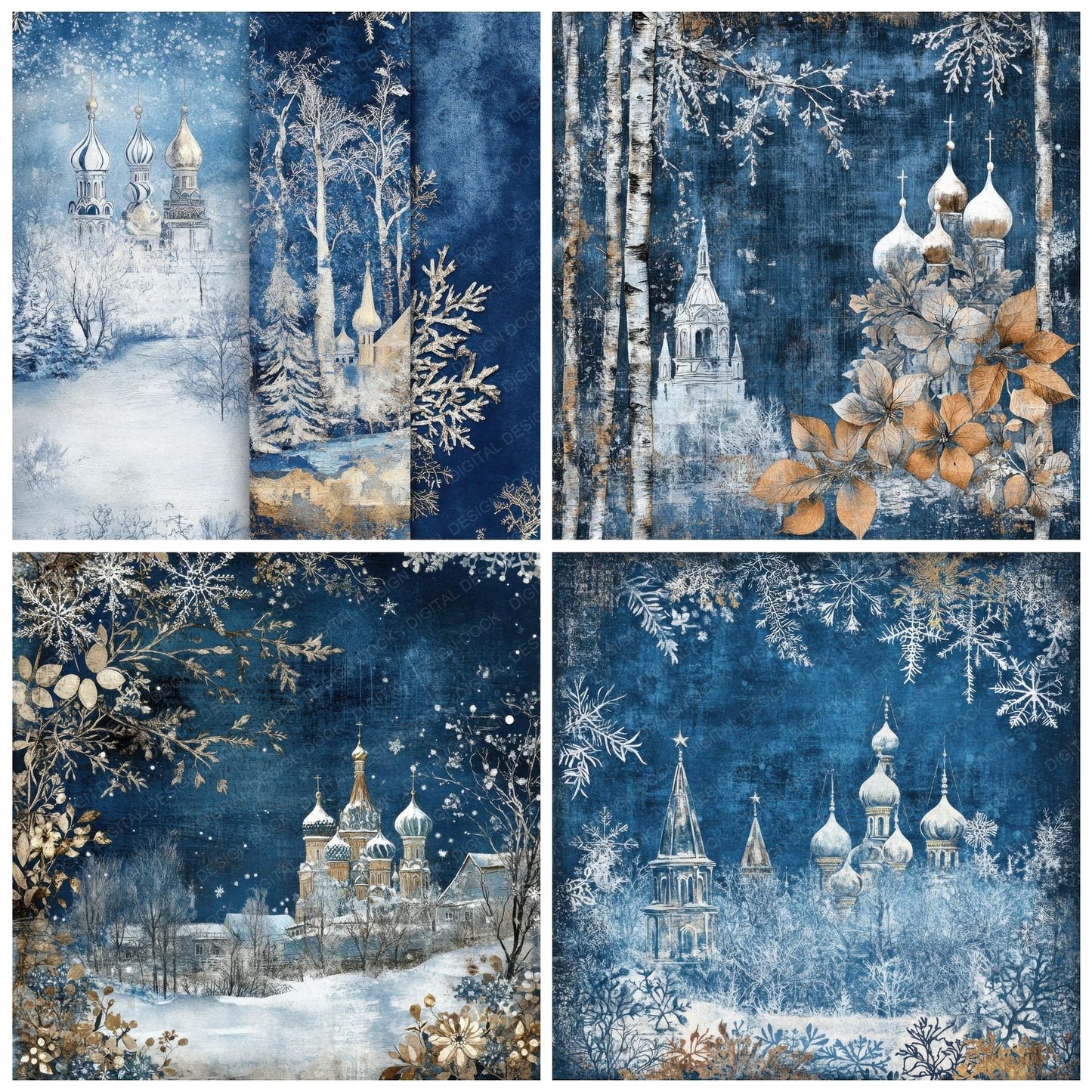 Russia Frost Background Digital Paper Pack (DDD000710)