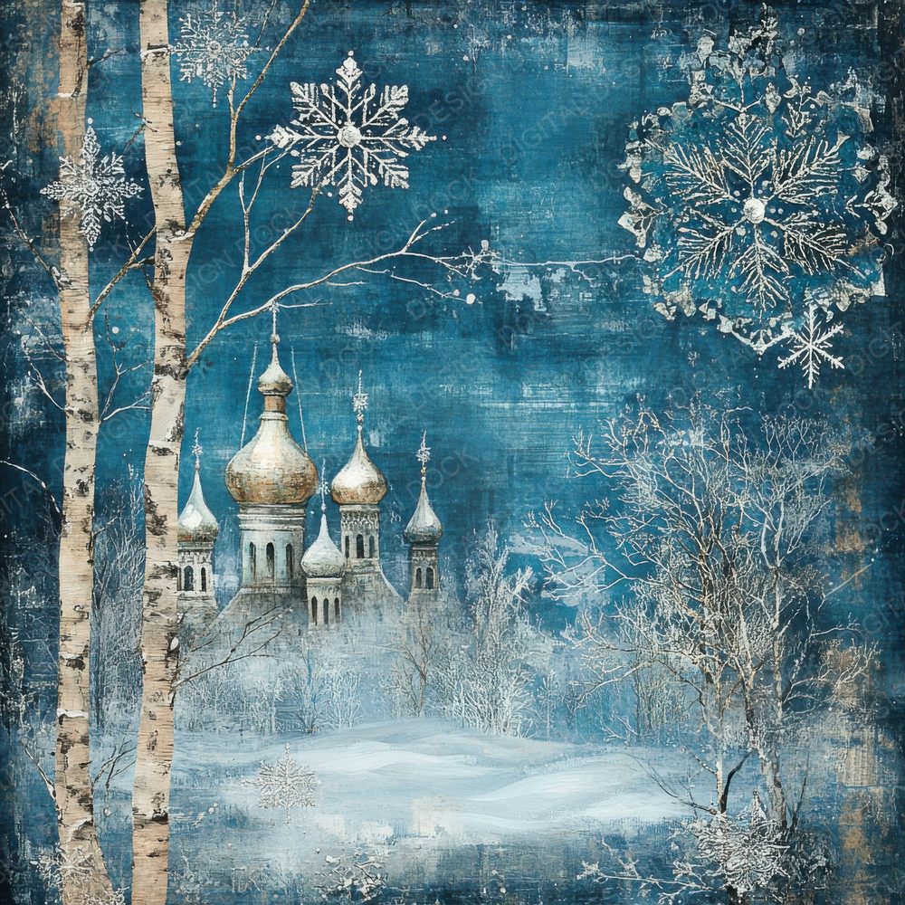 Russia Frost Background Digital Paper Pack (DDD000710)