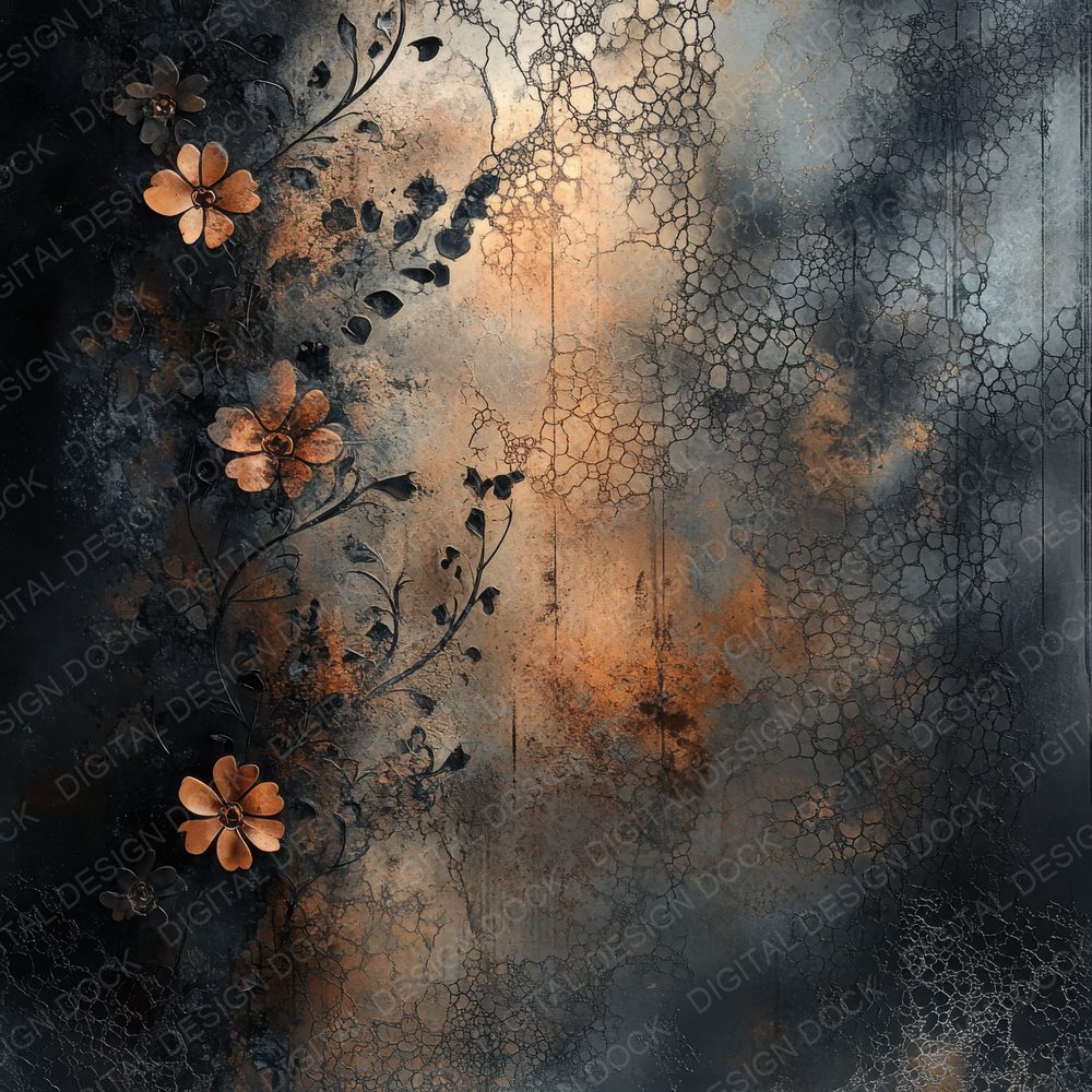 Rust and Petals Background Digital Paper Pack (DDD000711)