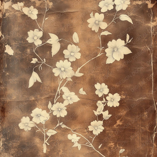 Rusted Floral Imprint Background Digital Paper Pack (DDD000713)