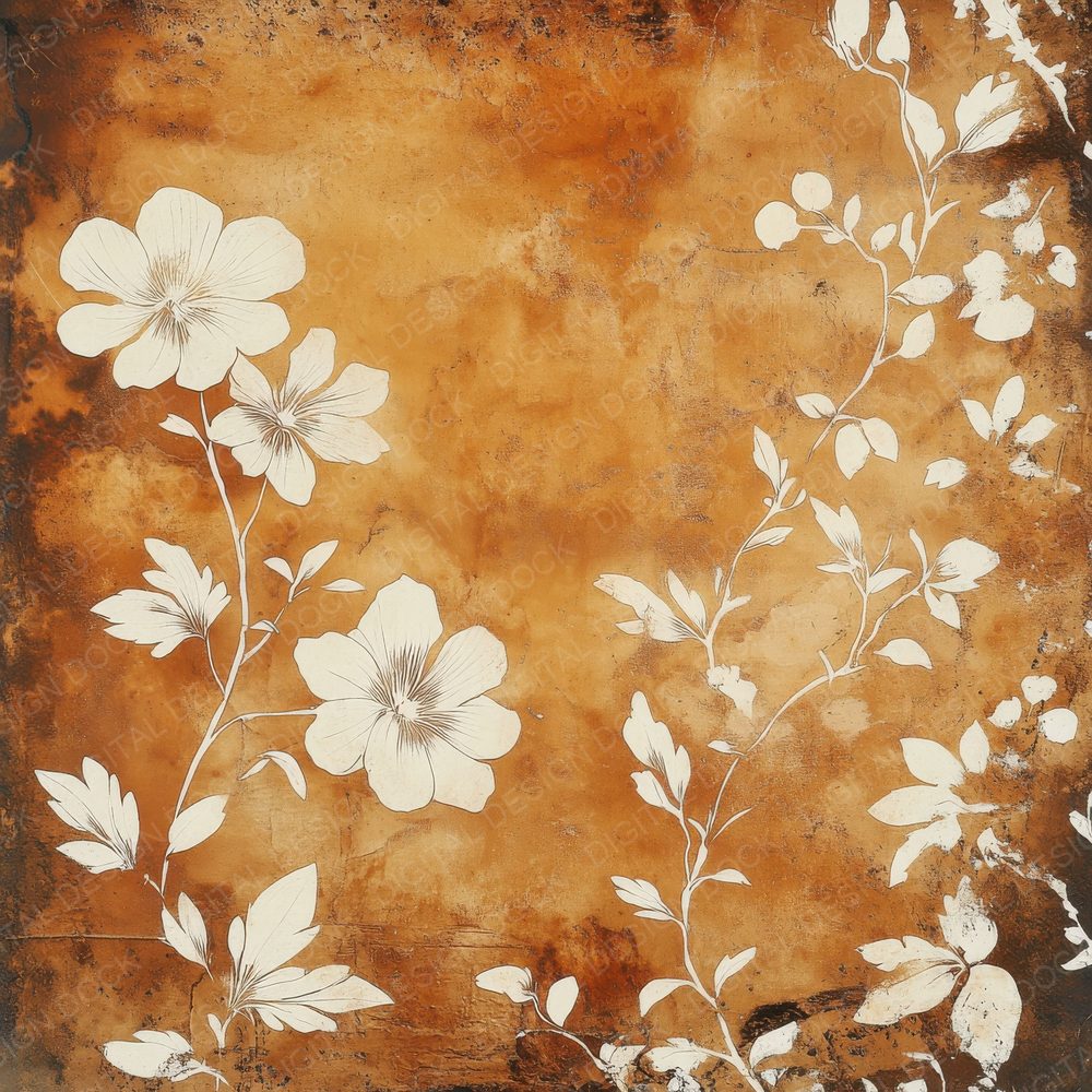 Rusted Floral Imprint Background Digital Paper Pack (DDD000713)