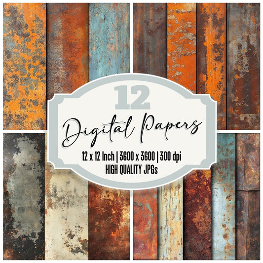 Rusted Industrial Splatter Background Digital Paper Pack (DDD000715)