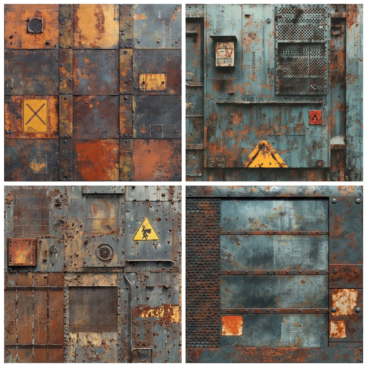 Rusted Wasteland Relics Background Digital Paper Pack (DDD000718)