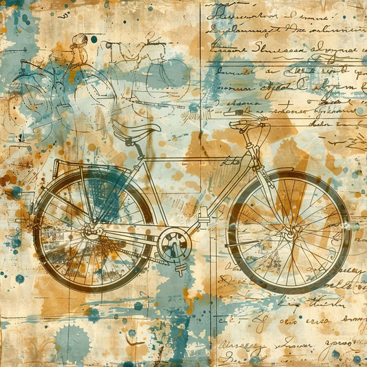 Rustic Bicycle Postcards Background Digital Paper Pack (DDD000719)