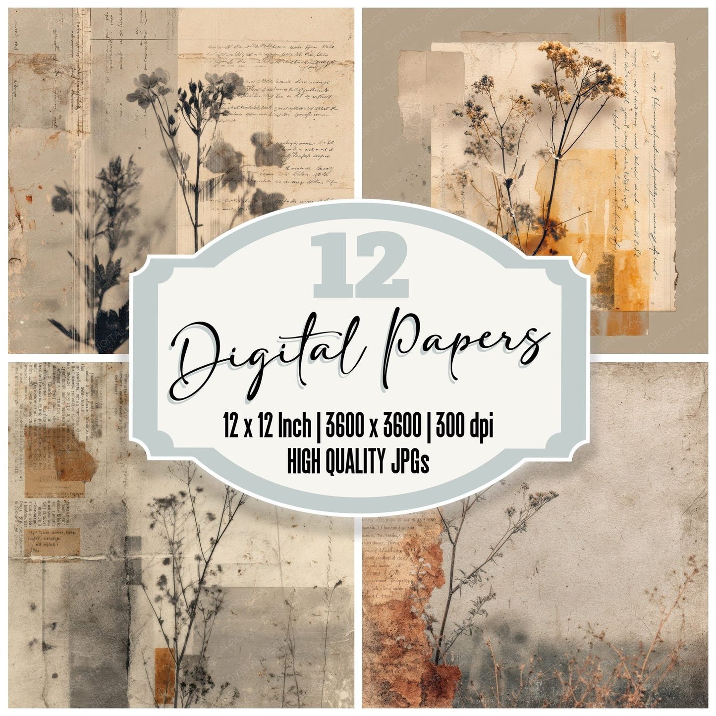 Brown Stem Tape Digital Paper Pack (DDD000721)