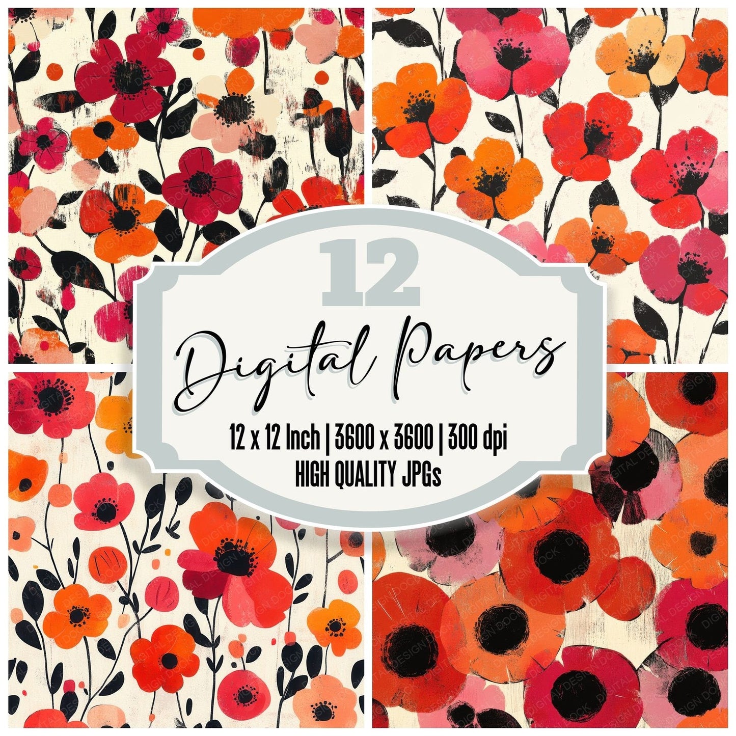 Bubble Pop Florals Digital Paper Pack (DDD000730)