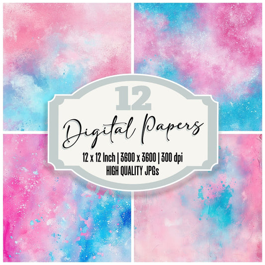 Bubblegum Pop Splatters Background Digital Paper Pack (DDD000731)