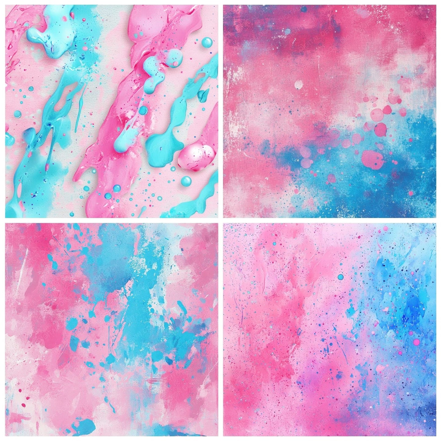 Bubblegum Pop Splatters Background Digital Paper Pack (DDD000731)