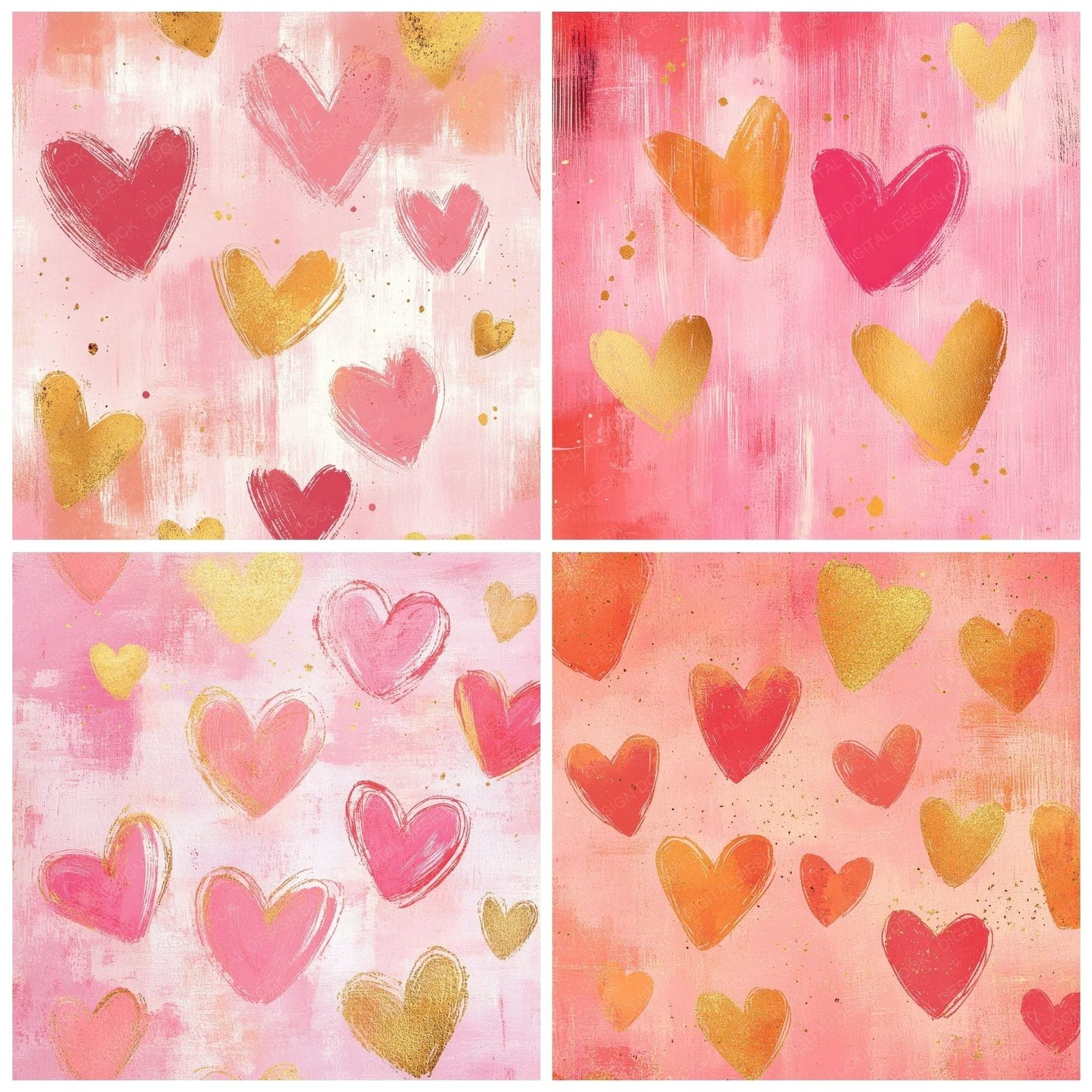 Bubblegum Scribble Hearts Digital Paper Pack (DDD000732)