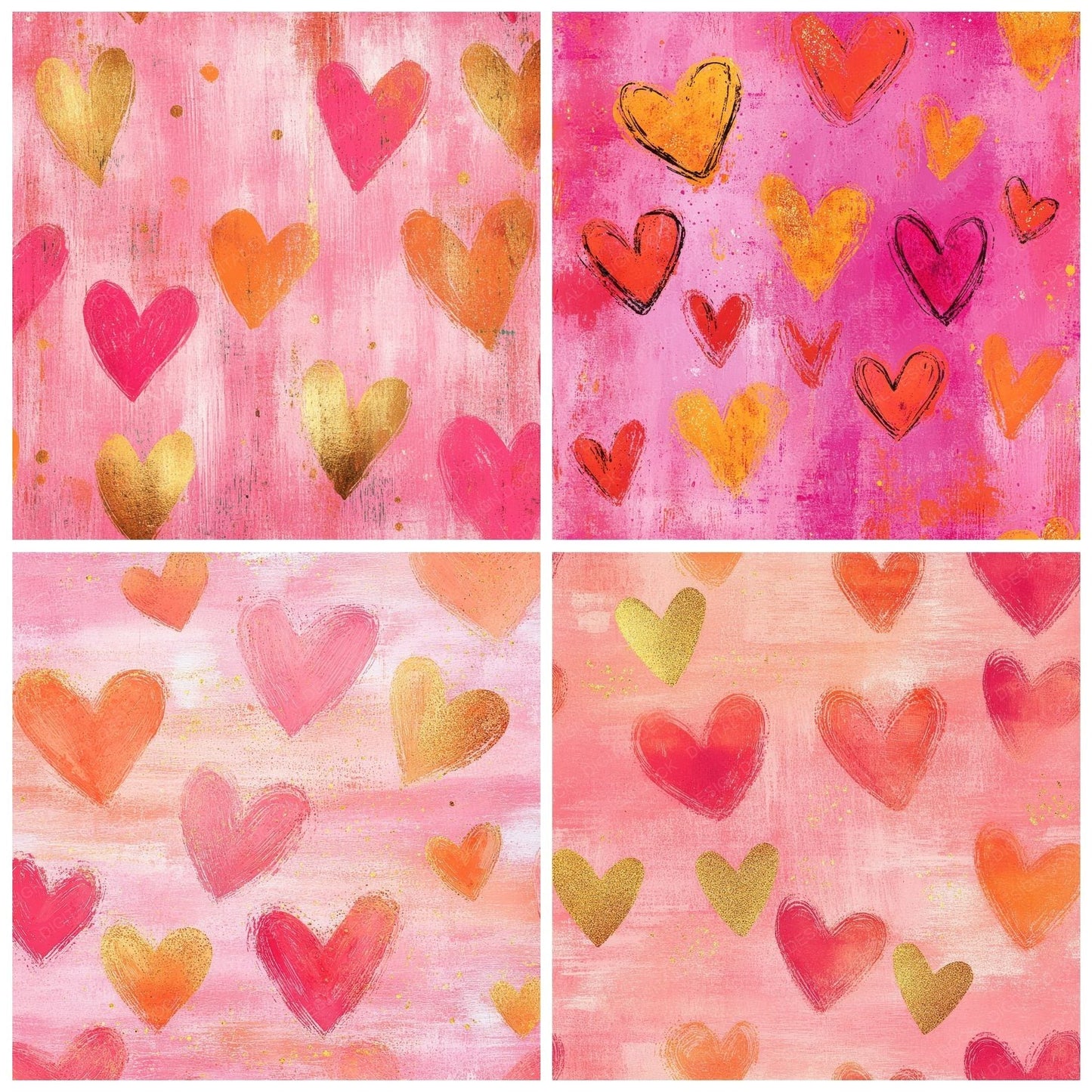 Bubblegum Scribble Hearts Digital Paper Pack (DDD000732)
