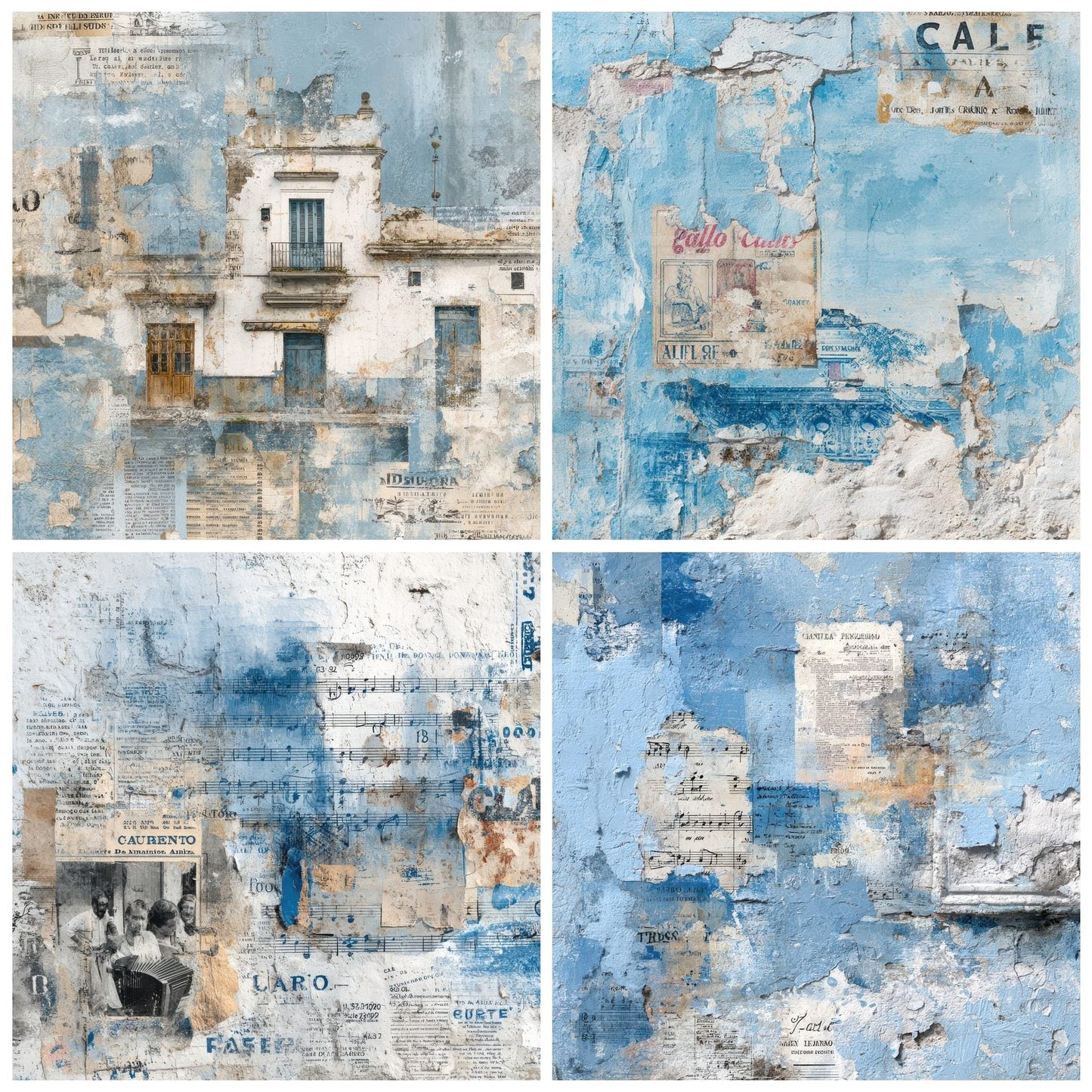 BuenosAires Collage Tango Poster Type Digital Paper Pack (DDD000734)