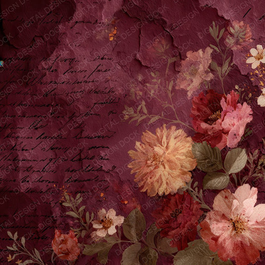 Burgundy Ghost Petal Digital Paper Pack (DDD000737)
