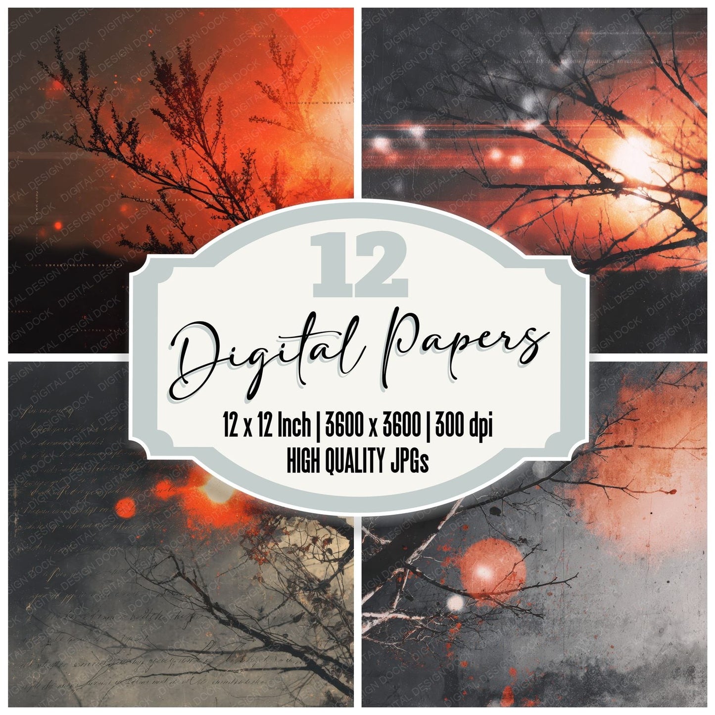 Burn Branch Text Digital Paper Pack (DDD000741)