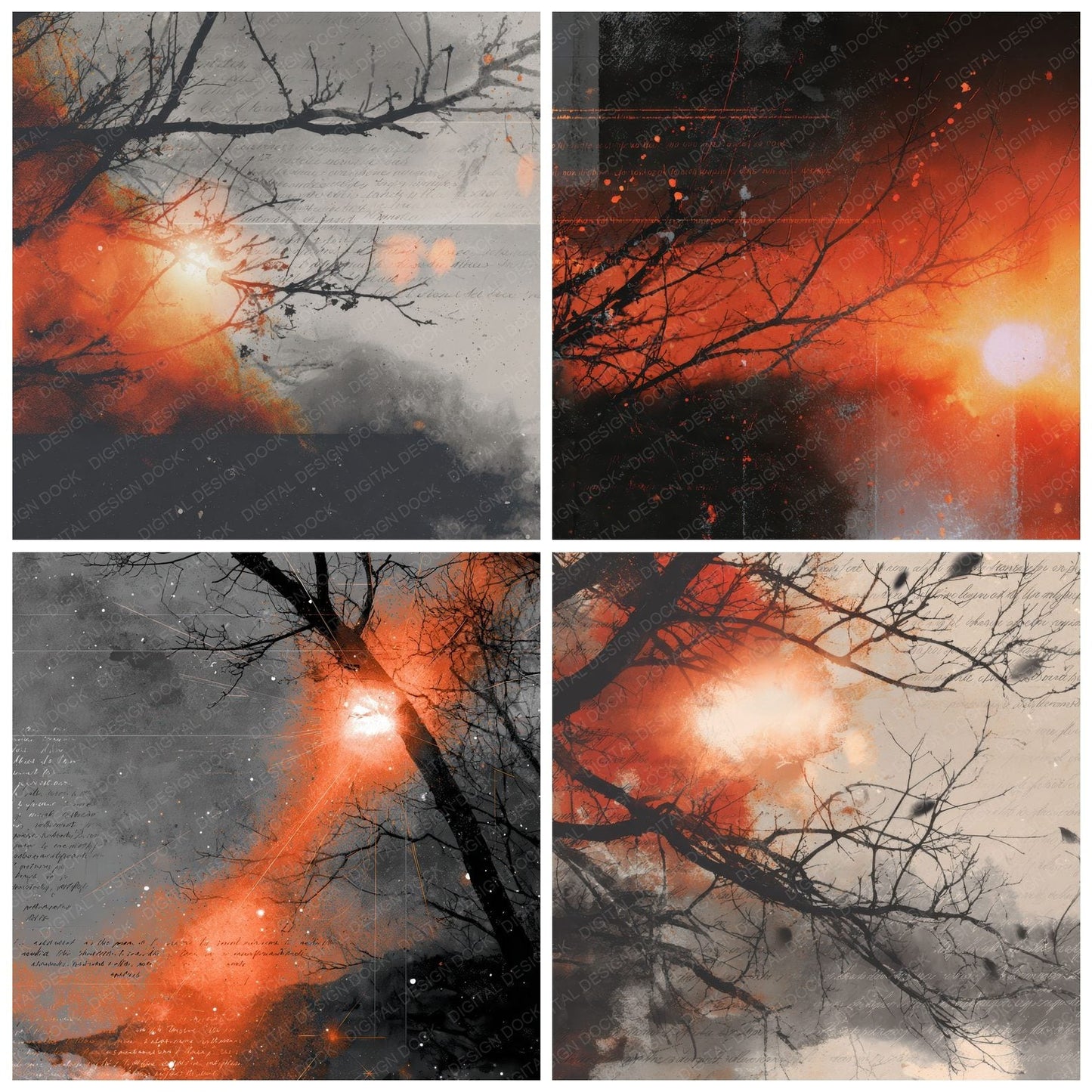 Burn Branch Text Digital Paper Pack (DDD000741)
