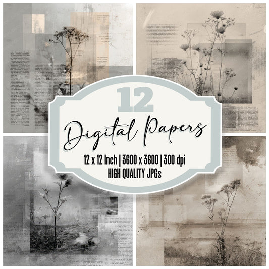 Burn Wildflower Script Digital Paper Pack (DDD000743)