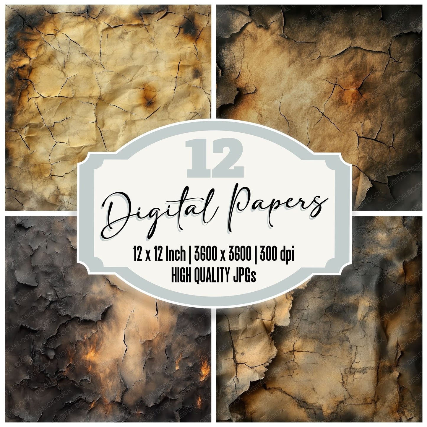 Burned Paper Background Digital Paper Pack (DDD000745)