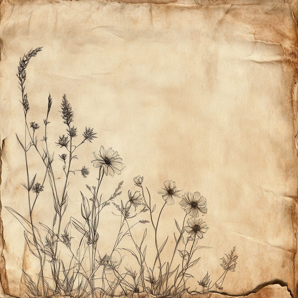 Burned Wildflower Parchment Background Digital Paper Pack (DDD000747)