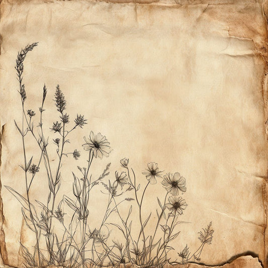 Burned Wildflower Parchment Background Digital Paper Pack (DDD000747)