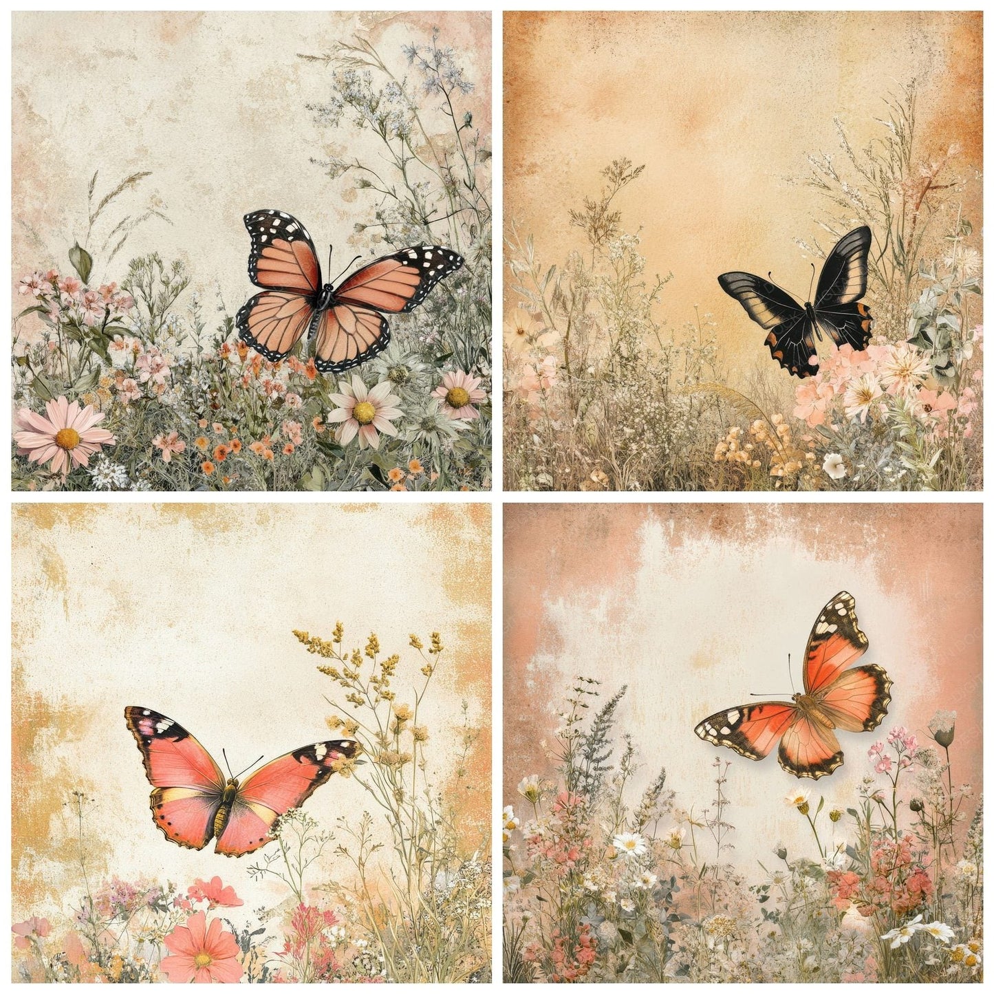Butterfly Meadow Gold Digital Paper Pack (DDD000763)