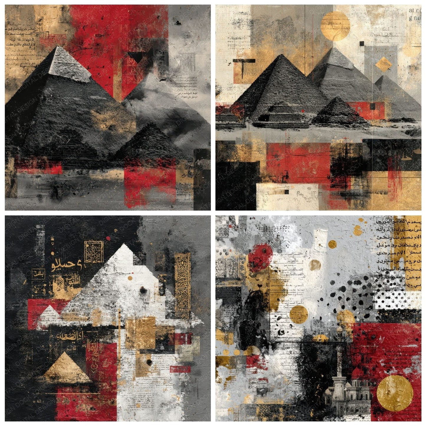 Cairo Collage Papyrus Pyramid Script Digital Paper Pack (DDD000769)