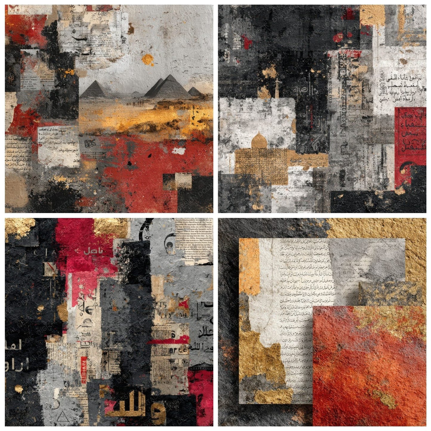 Cairo Collage Papyrus Pyramid Script Digital Paper Pack (DDD000769)