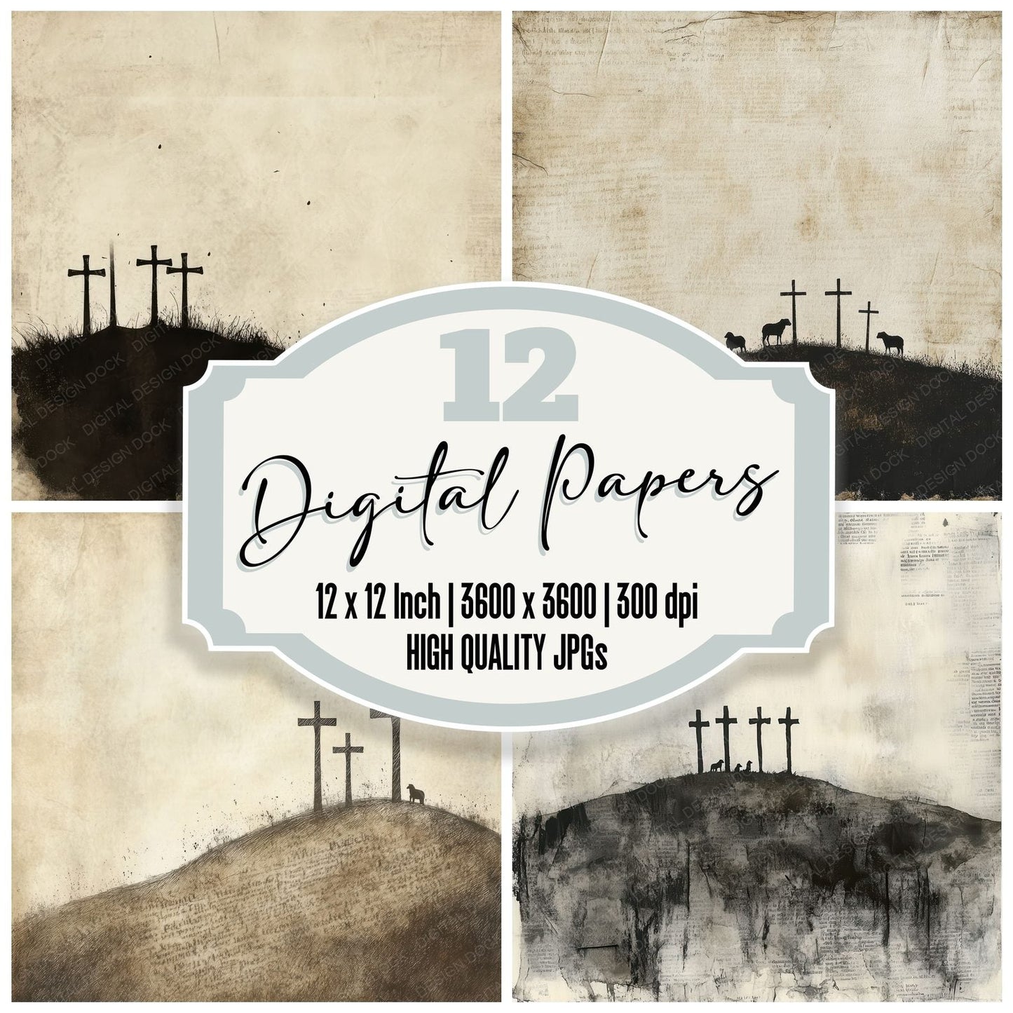 Calvary Text Dust Digital Paper Pack (DDD000772)