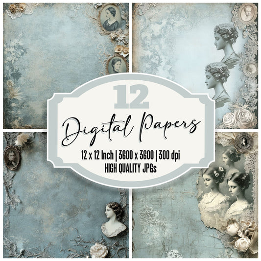 Cameo Lace Portrait Edge Digital Paper Pack (DDD000774)