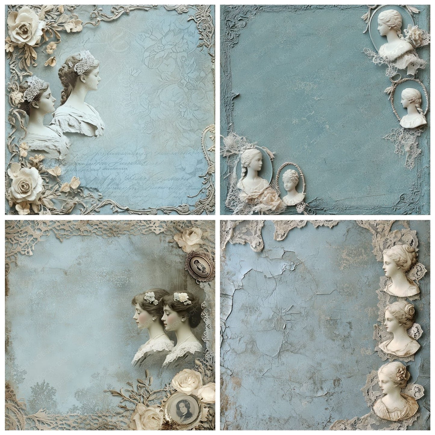Cameo Lace Portrait Edge Digital Paper Pack (DDD000774)
