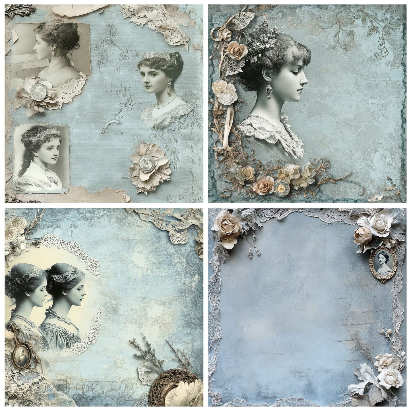 Cameo Lace Portrait Edge Digital Paper Pack (DDD000774)