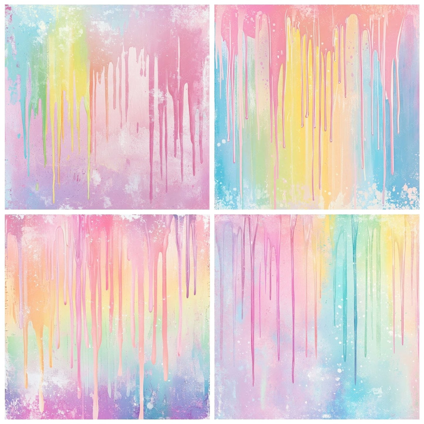 Candy Coated Drips Background Digital Paper Pack (DDD000786)