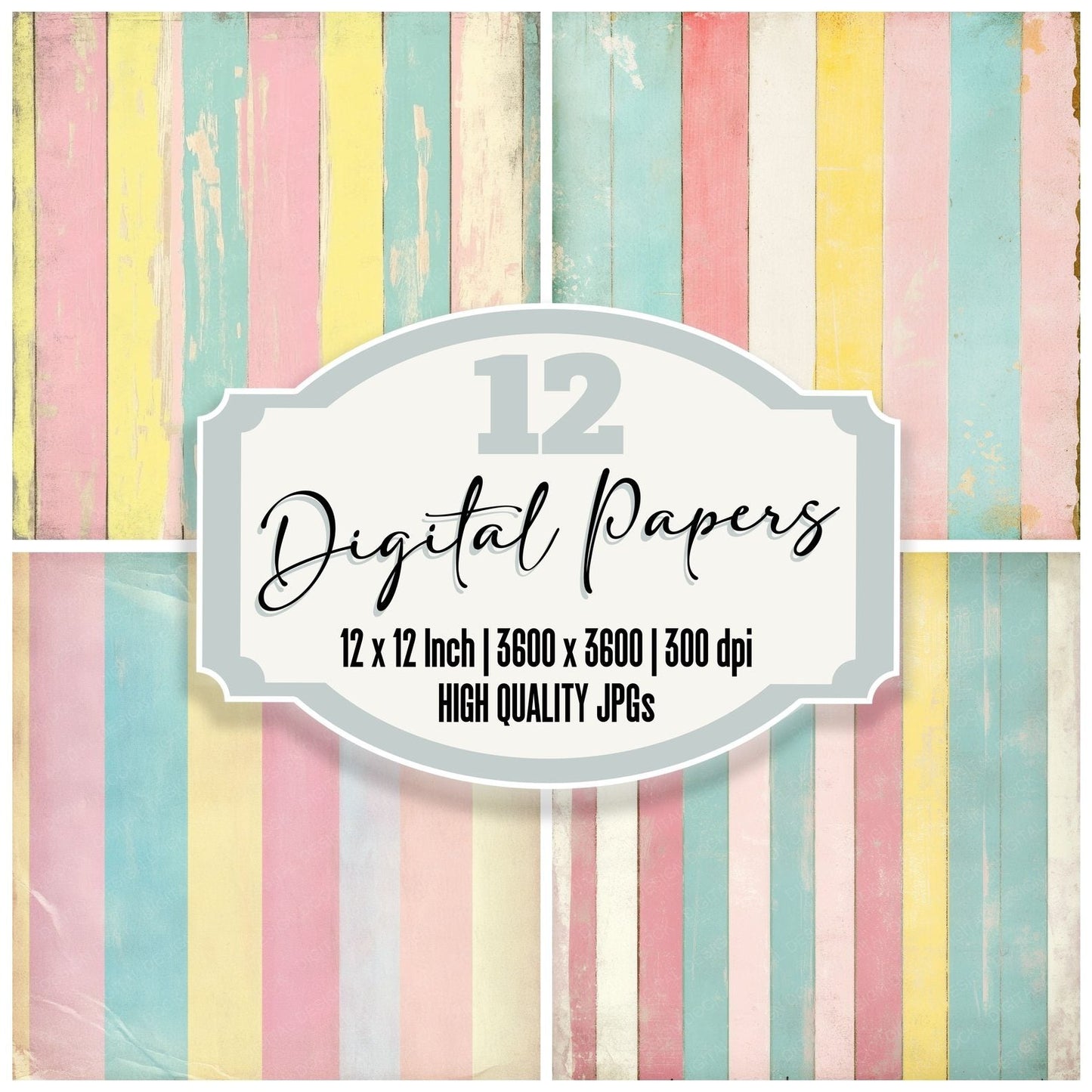 Candy Shop Stripes Background Digital Paper Pack (DDD000790)