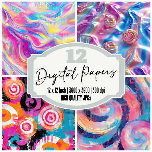 Candy Swirl Barcode Digital Paper Pack (DDD000791)