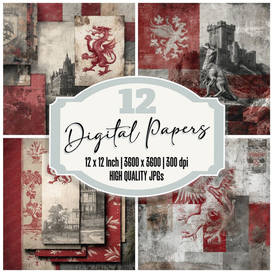 Cardiff Collage Dragon Castle Pitch Digital Paper Pack (DDD000796)