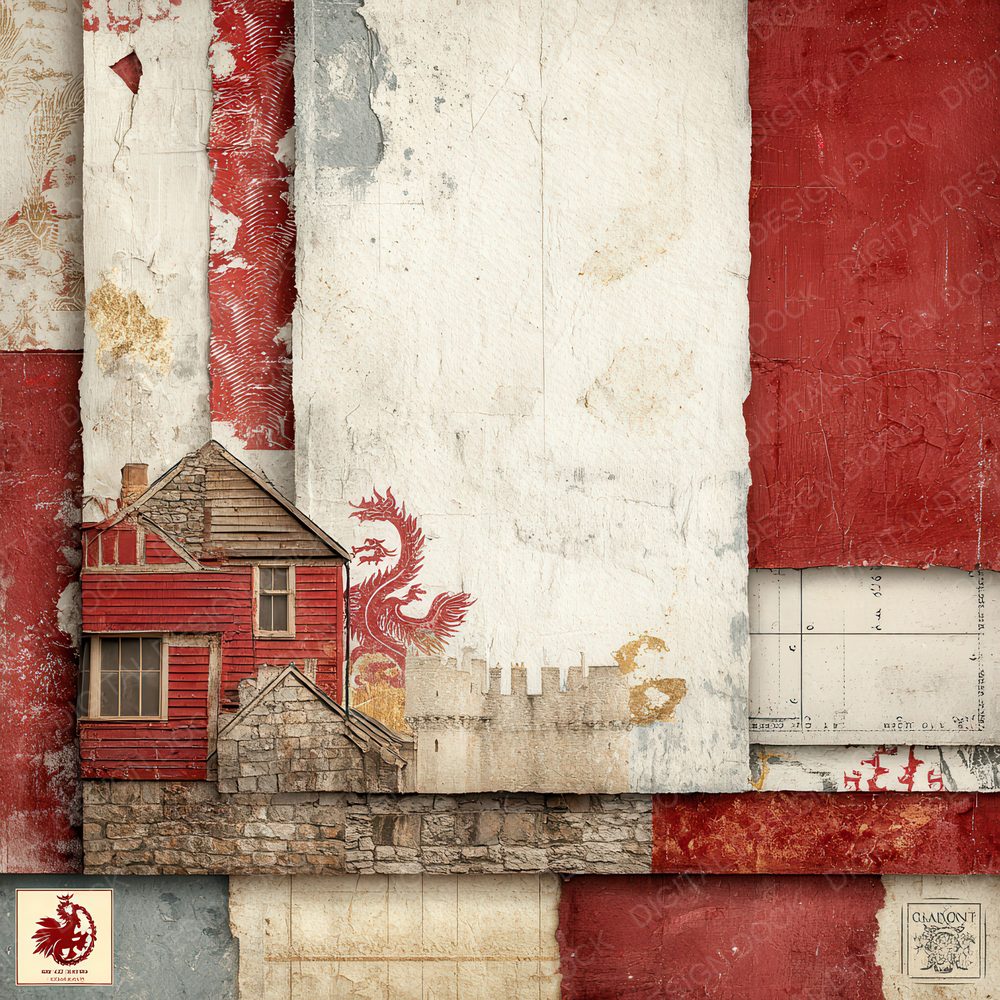 Cardiff Collage Dragon Castle Pitch Digital Paper Pack (DDD000796)