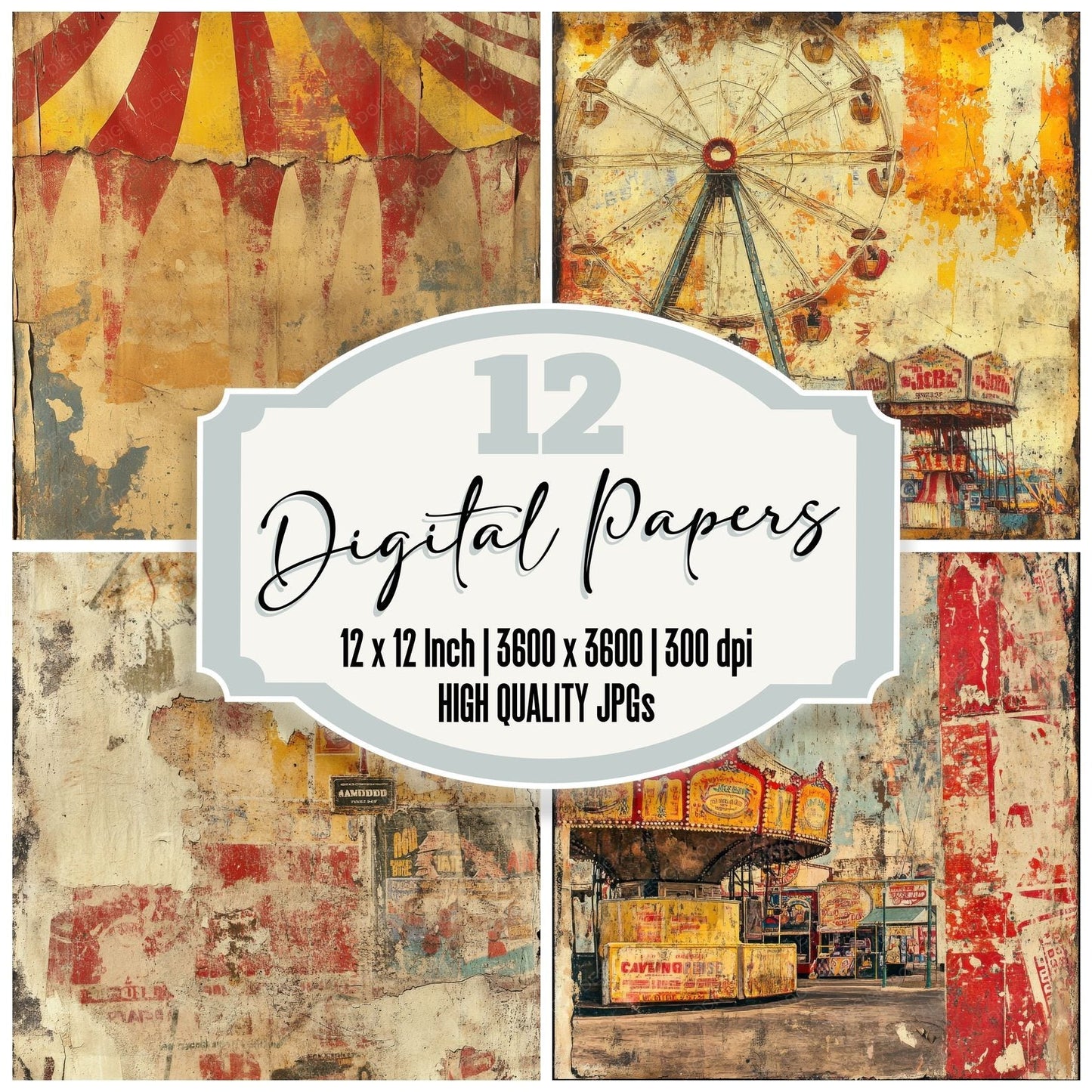 Carnival Nostalgia Background Digital Paper Pack (DDD000800)