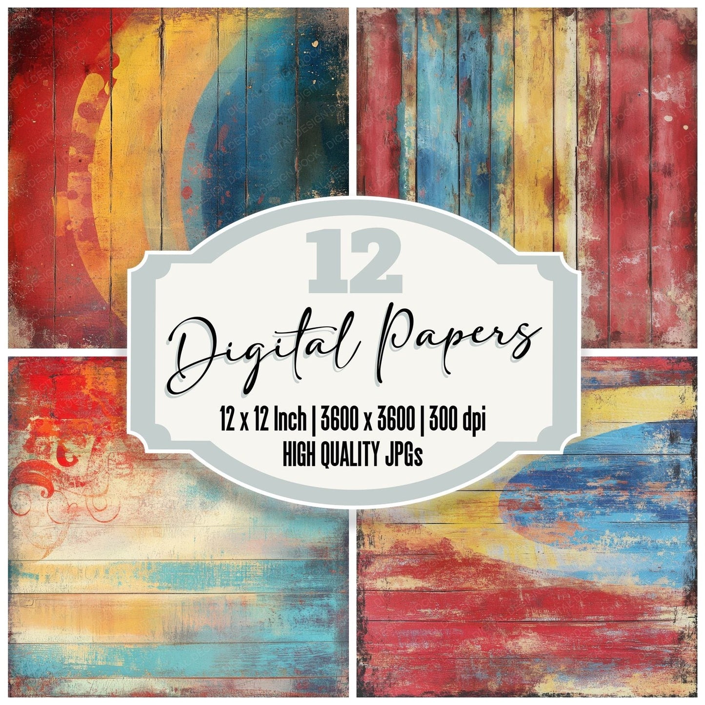 Carnival Whirl Painted Background Digital Paper Pack (DDD000803)