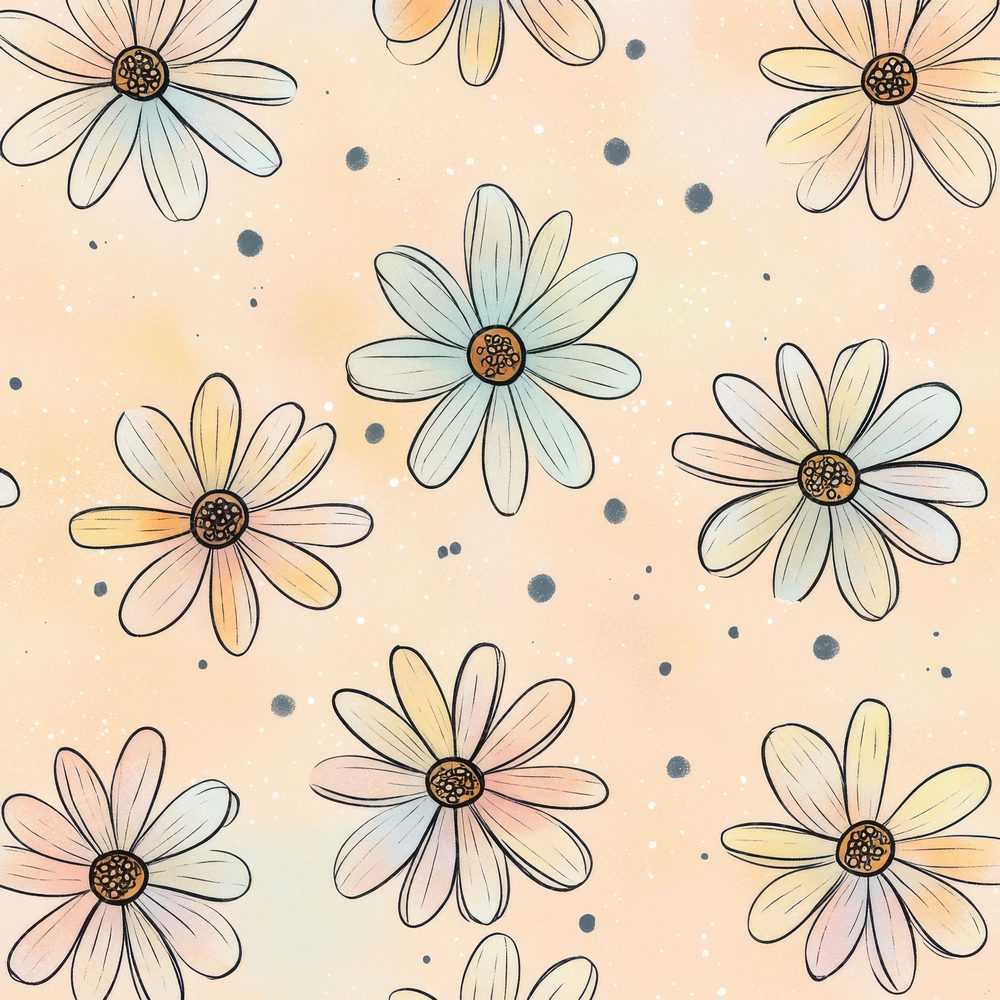 Cartoon Daisy Dots Digital Paper Pack (DDD000806)