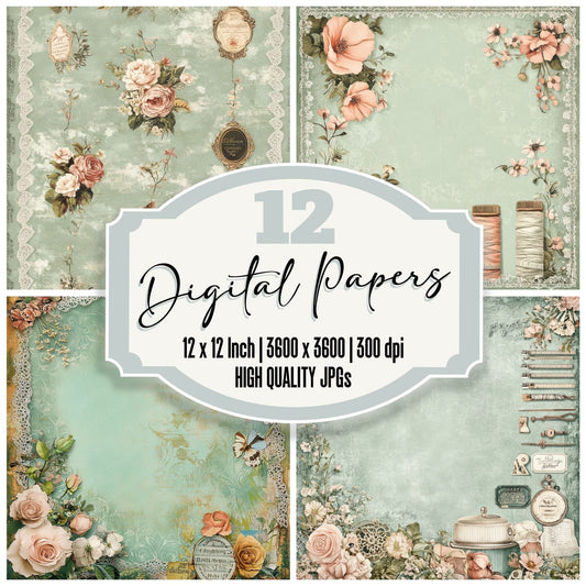 Cartouche Sewing Frame Digital Paper Pack (DDD000807)