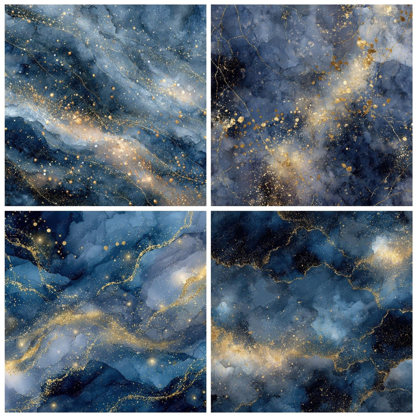 Celestial Ink Mist Gold Bloom Digital Paper Pack (DDD000823)