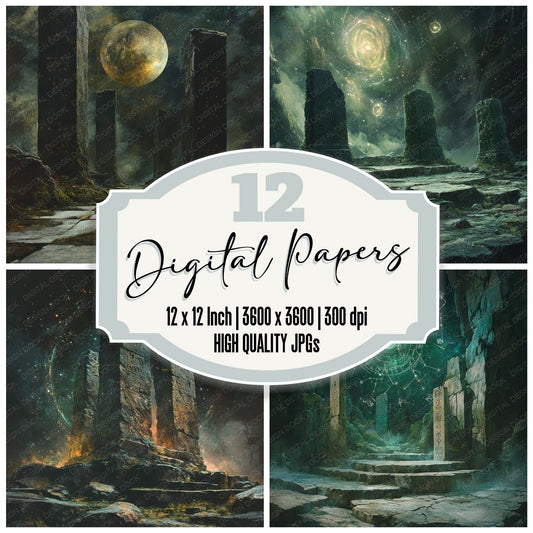 Celestial Ruin Glyphs Digital Paper Pack (DDD000826)