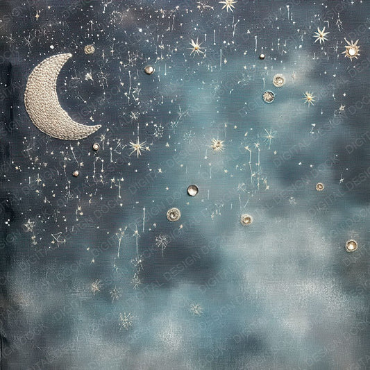 Celestial Silk Lunar Stitching Background Digital Paper Pack (DDD000828)