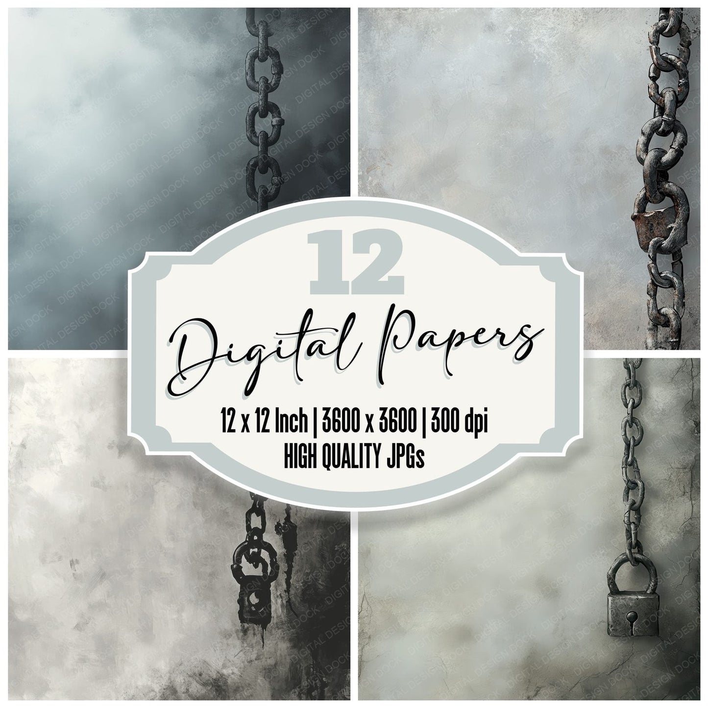Chain Lock Minimalist Digital Paper Pack (DDD000846)