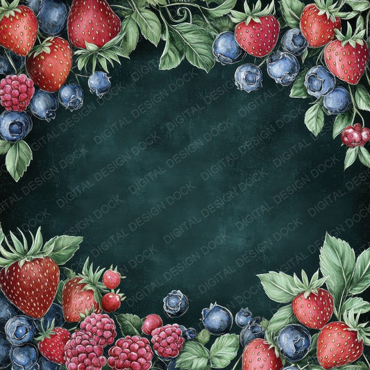 Chalk Berry Border Digital Paper Pack (DDD000847)