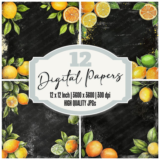 Chalk Citrus Frame Digital Paper Pack (DDD000850)